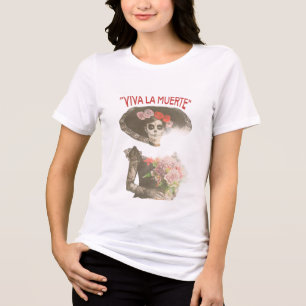 Viva la Muerte Florales T-Shirt mit Skelett Tri-Blend Shirt