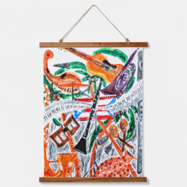 Viva La Música Wandteppich Mit Holzrahmen