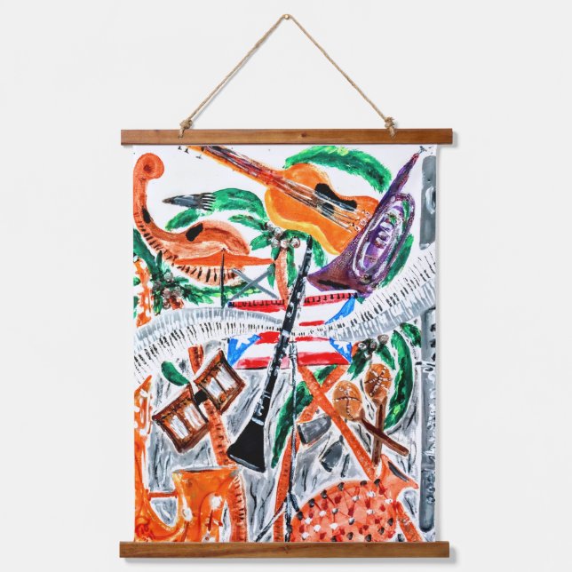Viva La Música Wandteppich Mit Holzrahmen (Vorderseite)