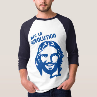 Viva La-Revolutions-blaue Hülsen-Beschriftung T-Shirt
