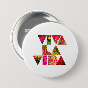VIVA LA VIDA White Floral Letters Button
