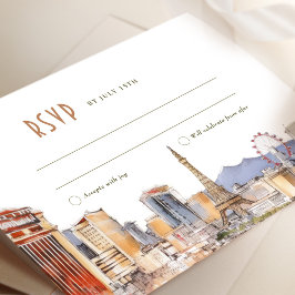 Viva Las Vegas Wedding RSVP Card Watercolor Street Einladung