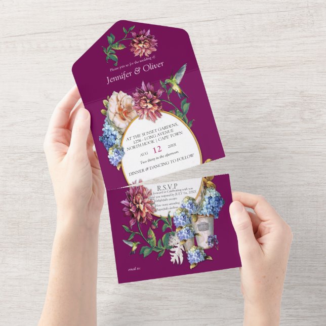 Viva Magenta All In One Einladung (Abreißen)