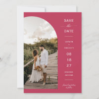 Viva Magenta Boho Arch Foto QR-Code Save the Date