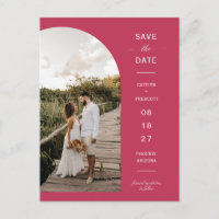 Viva Magenta Boho Arch Foto QR-Code Save the Date