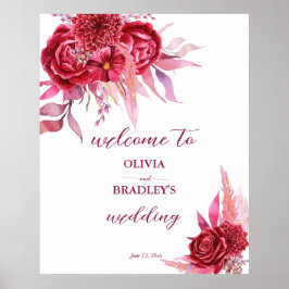 Viva magenta burgundy Rose Blume Begrüßungszeichen Poster