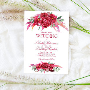 Viva magenta crimson burgundy Blume Rose Einladung