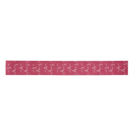 Viva Magenta Elegant Calligraphy Monogram Wedding Satinband