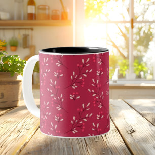 Viva Magenta Floral Pattern Wraparound Tasse
