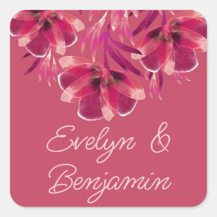 Viva Magenta Floral Quadratischer Aufkleber