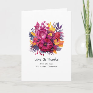 Viva Magenta Floral Wedding Dankeskarte