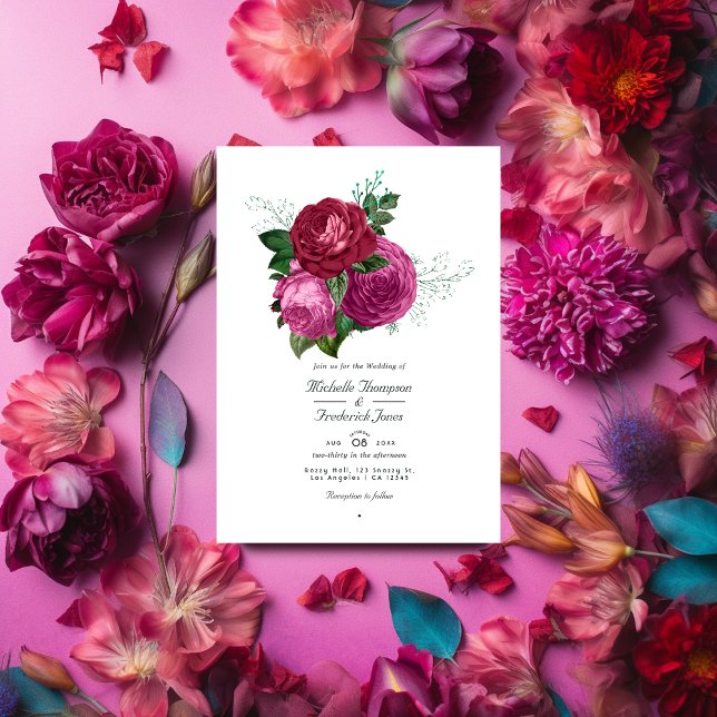 Viva Magenta Floral Wedding QR Code UAwg Einladung (Von Creator hochgeladen)