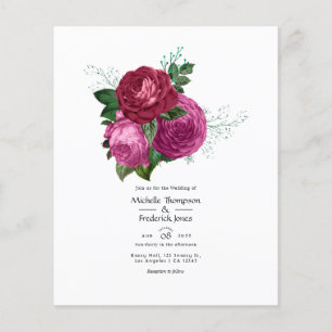 Viva Magenta Florale Hochzeits-Einladung Flyer