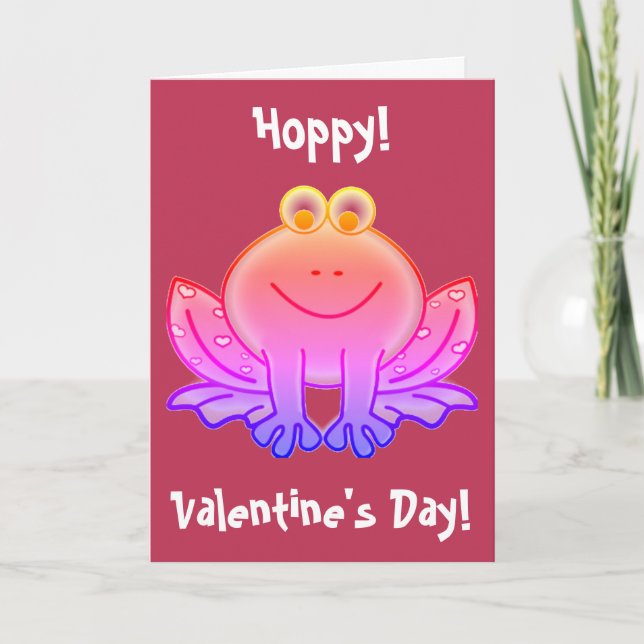 Viva Magenta Funny Frog Valentinstag Feiertagskarte (Vorderseite)