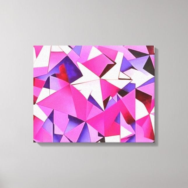 Viva Magenta Geometric Hydrangea Abstrakte Kunst Leinwanddruck (Vorderseite)