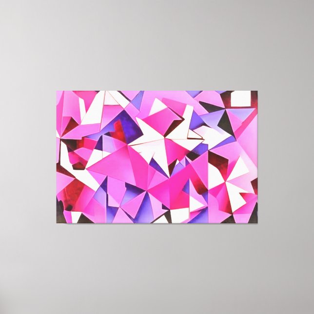 Viva Magenta Geometric Hydrangea Abstrakte Kunst Leinwanddruck (Vorderseite)