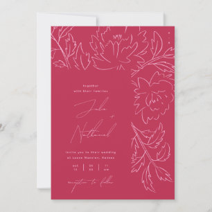 Viva Magenta Helle Florale Hochzeit Einladung