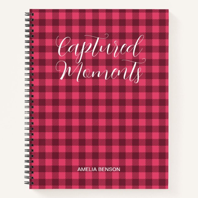 Viva Magenta Kariert, Tartan, Buffalo Karos Muster Notizbuch (Vorderseite)