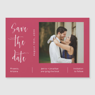 Viva Magenta Minimalistisches Save the Date Foto M Magneteinladung