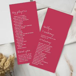 Viva Magenta Script Minimalistisches Hochzeitsprog Werbekarte