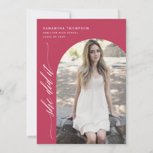 Viva Magenta Sie hat es Abschluss Arch Foto Invi Einladung