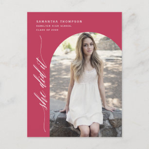 Viva Magenta Sie tat es Abschluss Arch Foto Post Postkarte