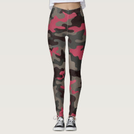 Viva Magenta und graue Camouflage Leggings