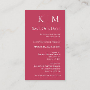 Viva Magenta und weiß-modern-Save the Date- Visitenkarte