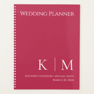 Viva Magenta und White-Monogram-Wedding-Planner Planer