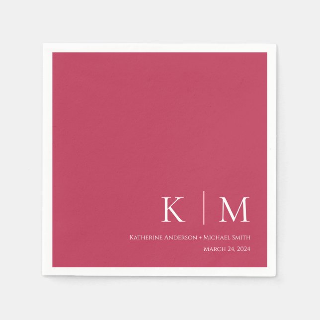 Viva Magenta und White Wedding- Serviette (Vorderseite)