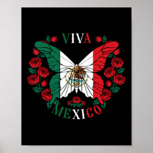 Viva Mexico Butterfly Rose Poster