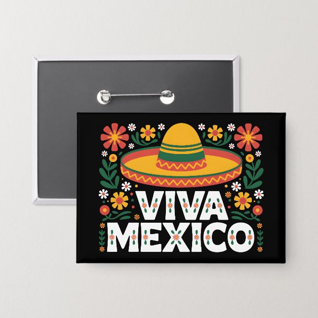 Viva Mexico Button (Vorderseite/Rückseite)