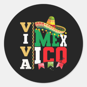 Viva Mexico für den Tag der mexikanischen Unabhäng Runder Aufkleber