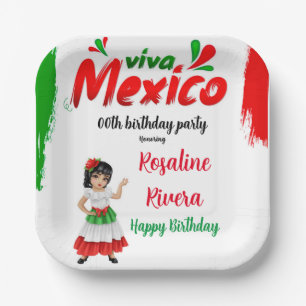 Viva Mexico Girl 00. Geburtstagsparty Pappteller