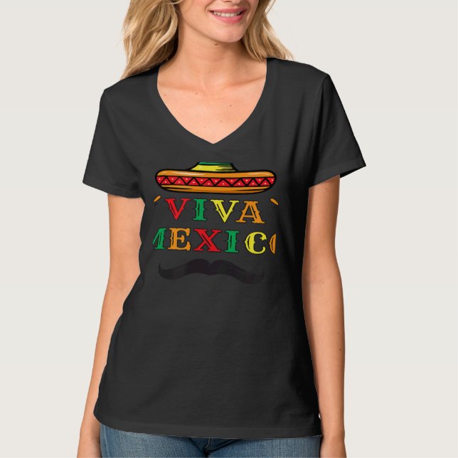 Viva Mexico Let's Fiesta Mexican maracas sombrero  T-Shirt (Vorderseite)