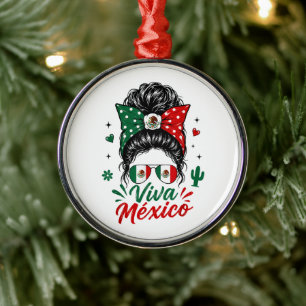 Viva Mexico Mädchen Mexiko Flagge Patriotisch Mexi Ornament Aus Metall