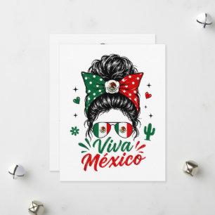 Viva Mexico Mädchen Mexiko Flagge Patriotische Mex Feiertagskarte