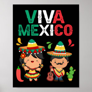 Viva Mexico Maracas Guitar Mexican Independence Bo Poster
