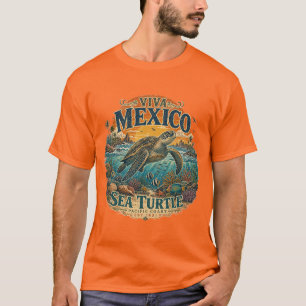 Viva Mexico Meeresschildkröte Vintage-Abenteuer-T- T-Shirt