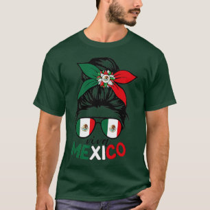 Viva Mexico Messy Bun mit Bandana und Brillen Mex T-Shirt