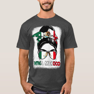 Viva Mexico Messy Bun With Bandana And Glasses Mex T-Shirt