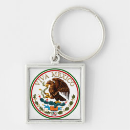 Viva Mexico Mexican Flag Icon w/ Gold Text Schlüsselanhänger