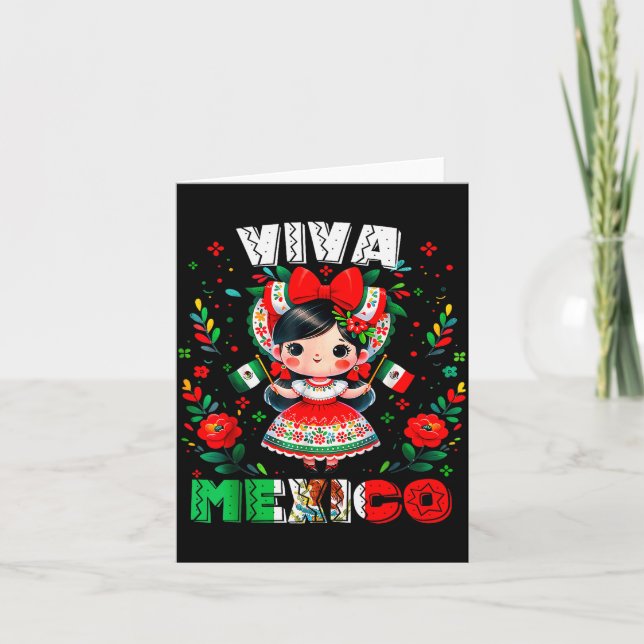 Viva Mexico Mexican Girl Flag Independence Day Gir Karte (Vorderseite)