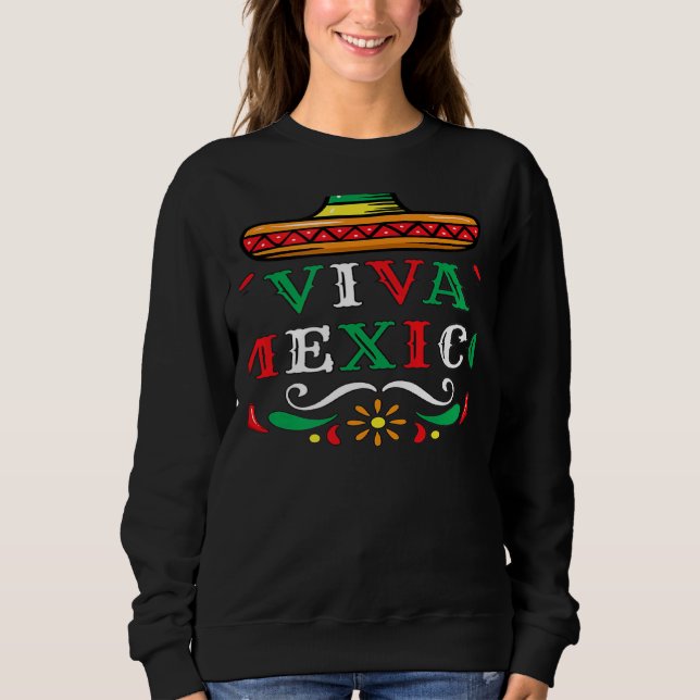 Viva Mexico Mexican independence day chili maracas Sweatshirt (Vorderseite)