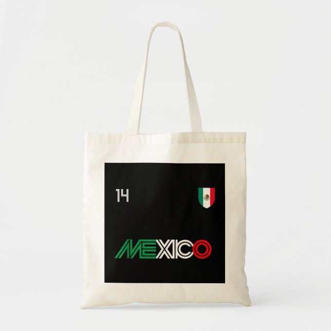 Viva Mexico Retro Football Soccer Mexikos Flagge Tragetasche (Vorne)