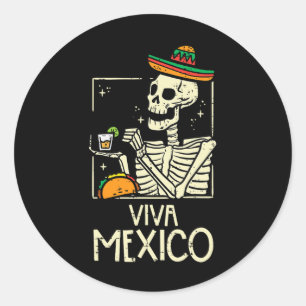 Viva Mexico Skeleton Cinco De Mayo Mexican Indepen Runder Aufkleber