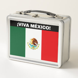 VIVA MEXIKO-FLAGGE WEISS SCHRIFT METALL BROTDOSE