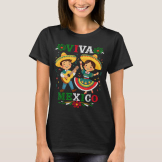 Viva Mexiko Süße Cartoon-Mexikanischer Junge & Mäd T-Shirt