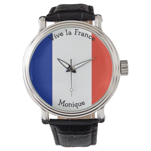 Vive la France-Flag-Grafik Armbanduhr (Vorderseite)