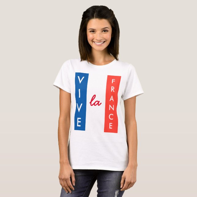 Vive La France französische Flagge individuell anp T-Shirt (Vorne ganz)